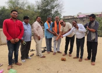 पांडातराई के बसस्टैंड मे झंडा चौक के लिए भूमि पूजन किया गया