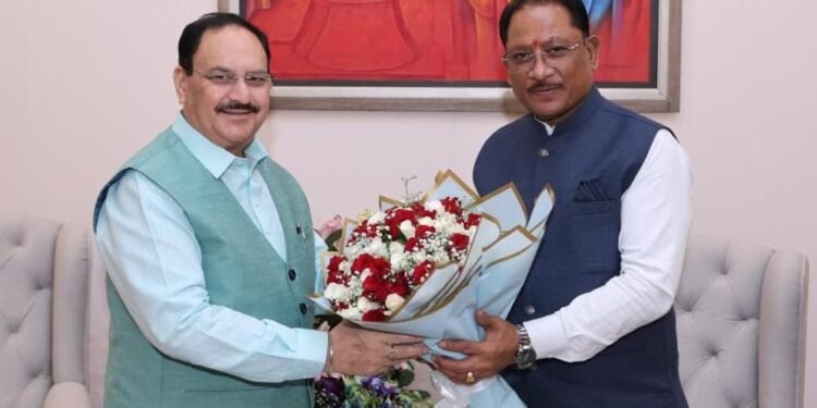 मुख्यमंत्री विष्णु देव साय ने केंद्रीय स्वास्थ्य मंत्री जे.पी. नड्डा से की सौजन्य भेंट